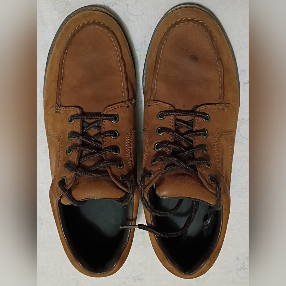 Rockport Brown Brushed Leather Mens 12W Waterproof Oxford Shoes, GUC